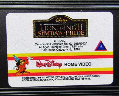 The Lion King II: Simba`s Pride - Walt Disney VHS Tape (1999)