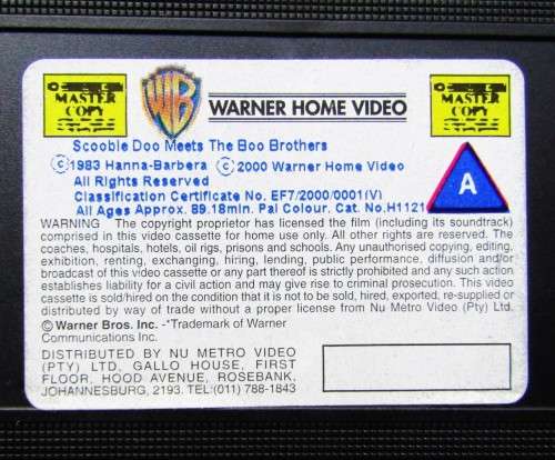 Scooby Doo Meets the Boo Brothers - Animation VHS Tape (2000)