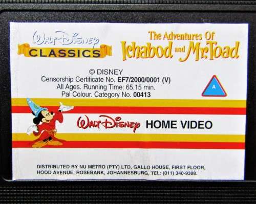 The Adventures of Ichabod and Mr. Toad - Walt Disney VHS Tape (2000)