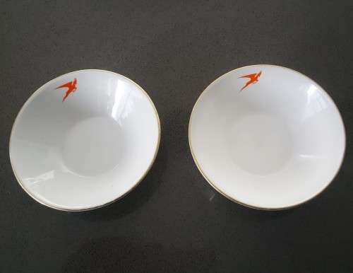 2 Old SAA Airways Flying Springbok Peanut Snack Dishes