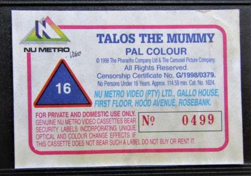 Talos the Mummy - Jason Scott Lee - Sci-Fi Horror VHS Tape (1998)