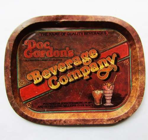 Vintage Doc Gordons Beverage Company Metal Bar Tray