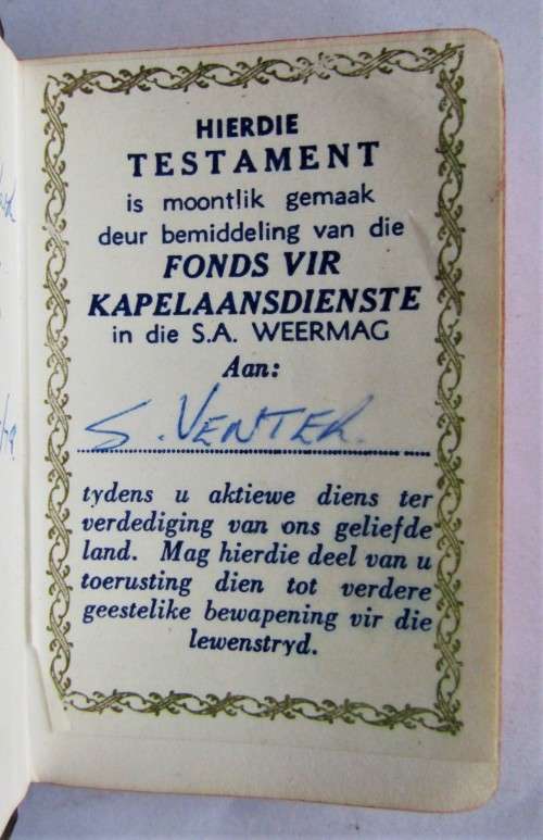 1977 SADF Chaplain Service Afrikaans Pocket Bible