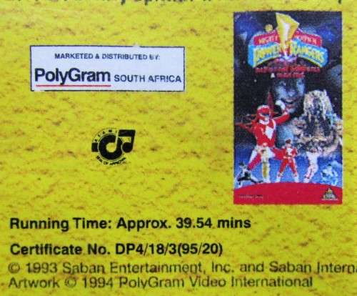 1994 Power Rangers VHS Video Tape