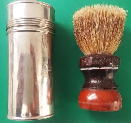 Vintage Shaving Brush with Metal Container