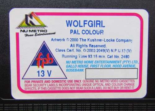 Wolf Girl - Fantasy Horror VHS Tape (2002)