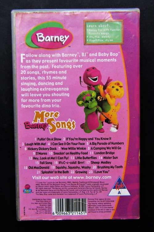 TV Series - Barney: More Barney Songs - VHS Video Tape (2002) for sale ...