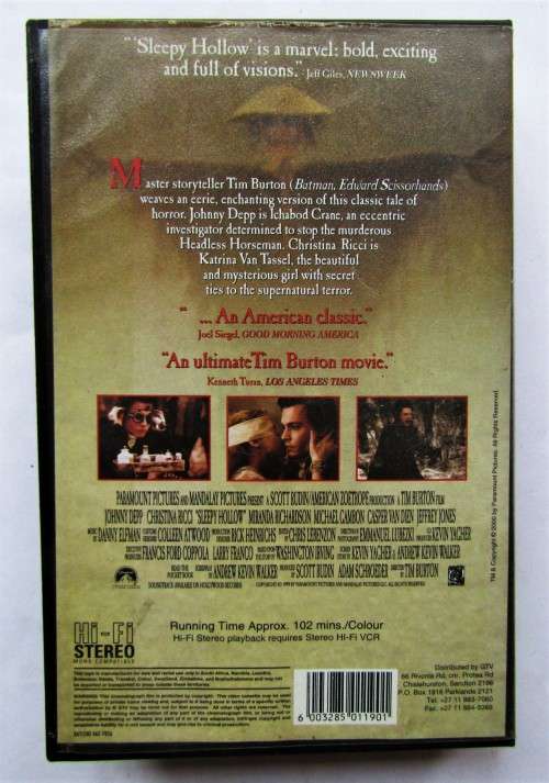 Sleepy Hollow - Johnny Depp - Fantasy Horror VHS Tape (2000)