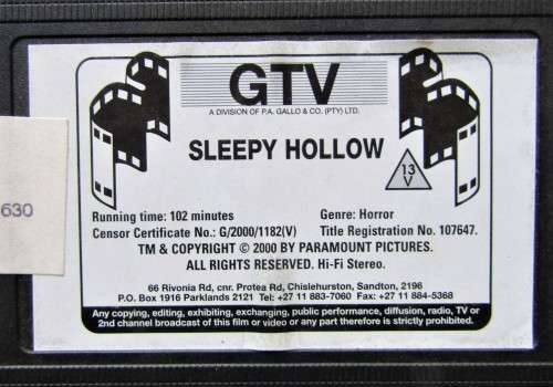 Sleepy Hollow - Johnny Depp - Fantasy Horror VHS Tape (2000)