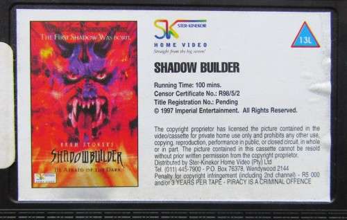 Shadow Builder - Bram Stoker - Horror VHS Tape (1998)