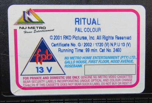 Ritual - Voodoo Horror Movie VHS Tape (2002)