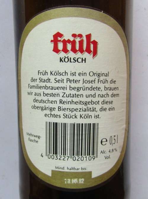 Old Früh Kölsch 0,5l Beer Bottle with Cap