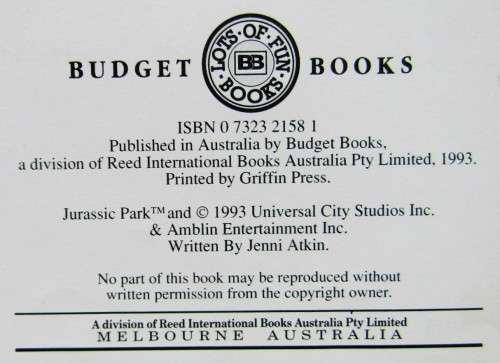 The Official Jurassic Park Annual from 1993