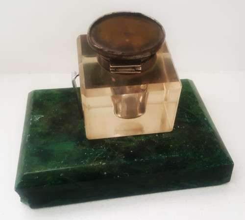 Vintage Art Deco Ink Well on a Marble Base