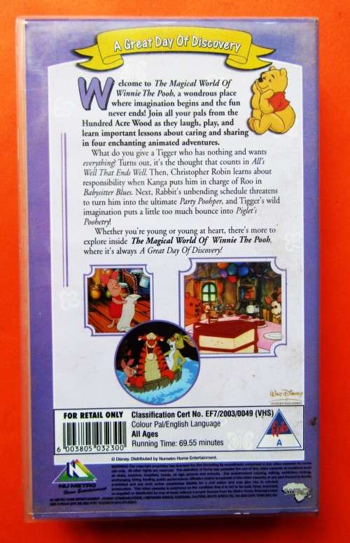 Winnie the Pooh: A Great Day of Discovery - Walt Disney VHS Tape (2003)