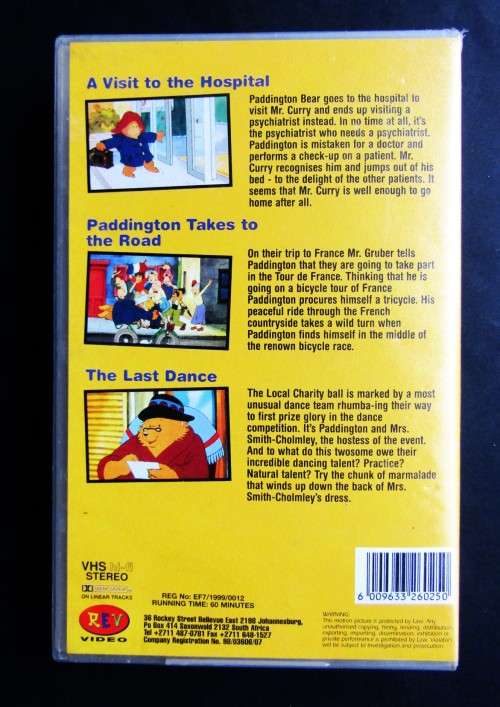 Paddington Bear - Children`s VHS Video Tape (1999)