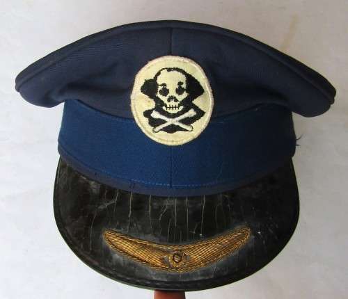 Old Military Peak Cap with Skull Badge