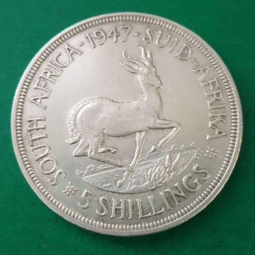 1947 SA Five Shillings Silver Coin