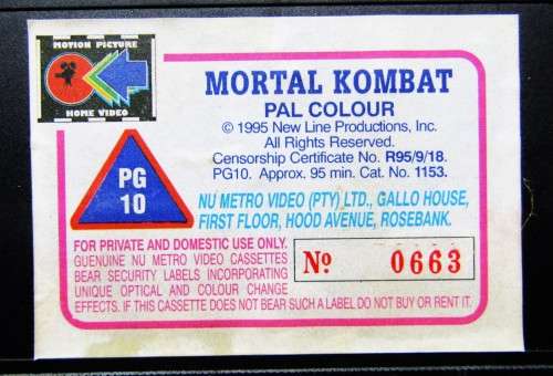 Mortal Kombat - Action VHS Video Tape (1995)