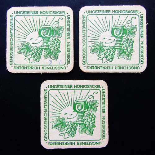 3 Old German Wine Bar Coasters