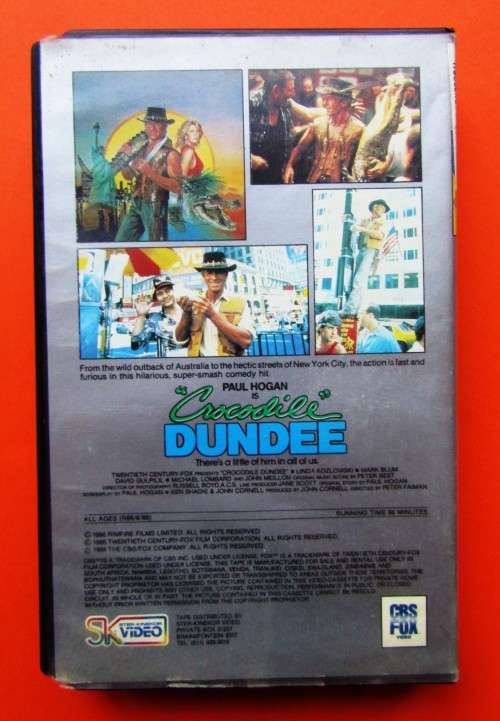 Crocodile Dundee - Paul Hogan - Action Comedy VHS Tape (1988)