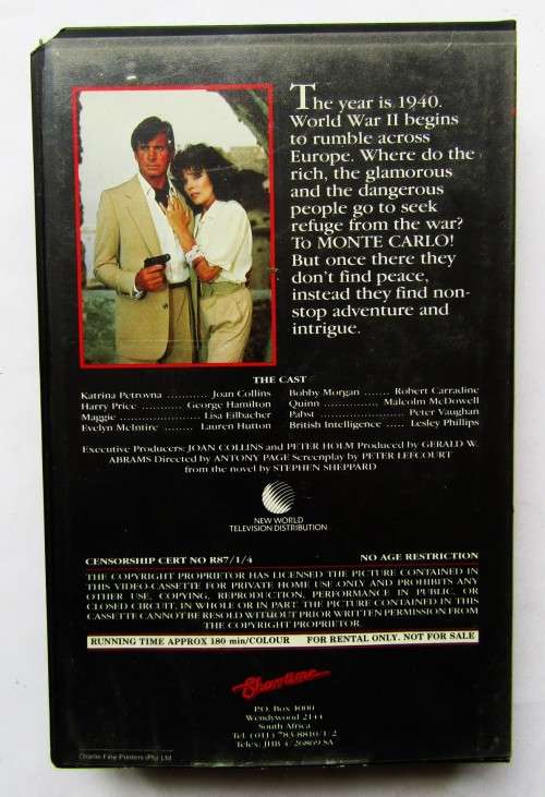 Monte Carlo - Joan Collins - VHS Video Tape (1987)