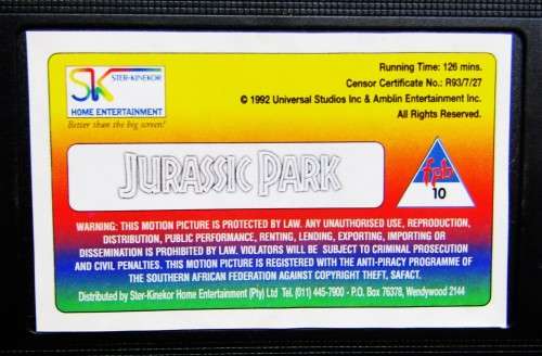 Jurassic Park - Steven Spielberg - Movie VHS Tape (1993)