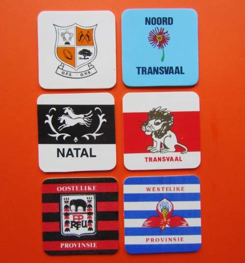Lot of 6 Old Provincial Rugby Team Bar Coasters