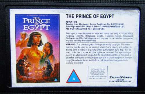 The Prince of Egypt - Animation Movie VHS Tape (1999)