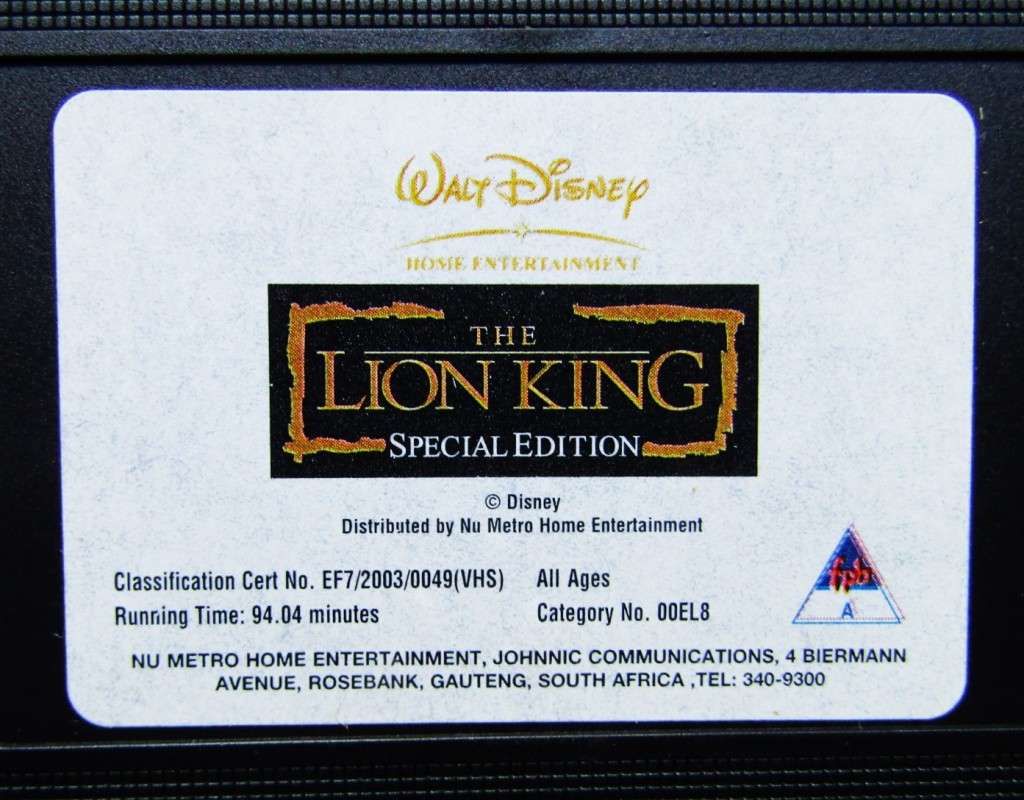 The Lion King: Special Edition - Walt Disney VHS Tape (2003)