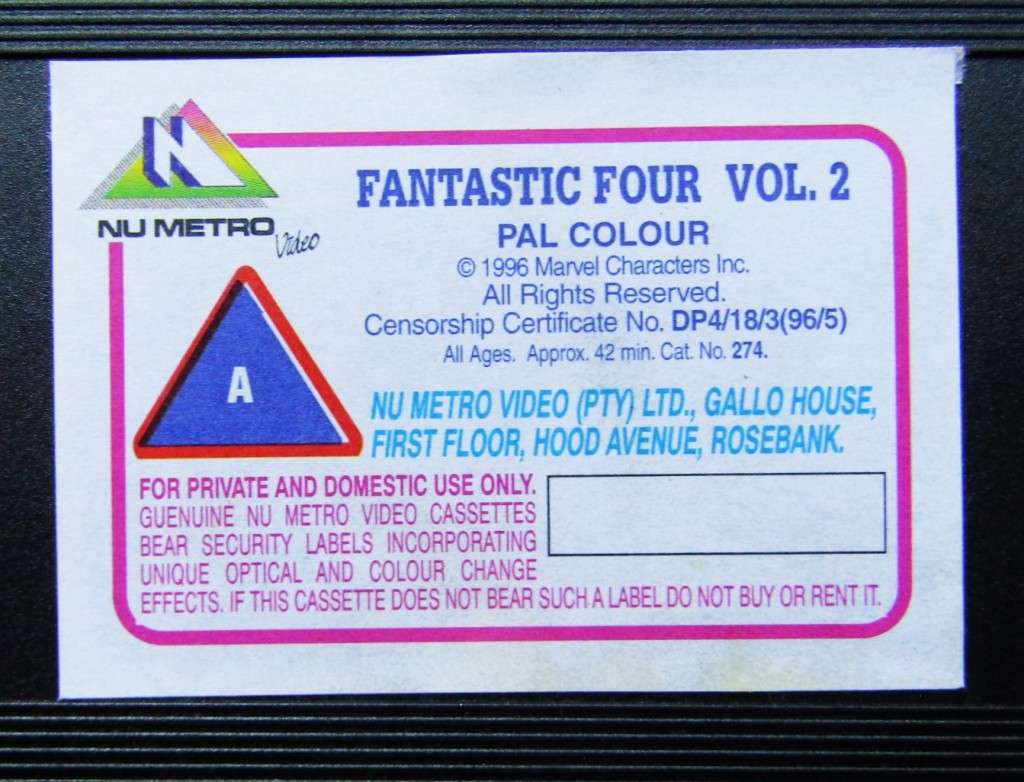 Fantastic Four - Marvel VHS Video Tape (1996)