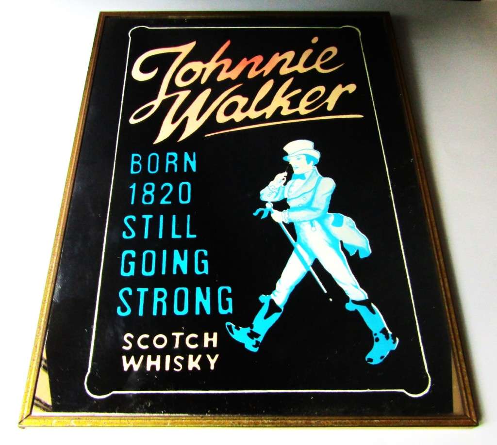 Old Johnnie Walker Scotch Whisky Bar Mirror