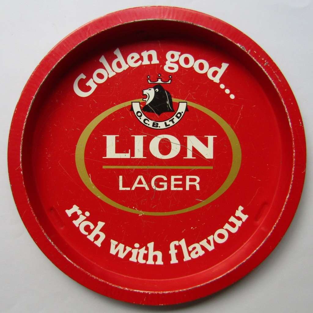 Old Lion Lager Metal Bar Tray