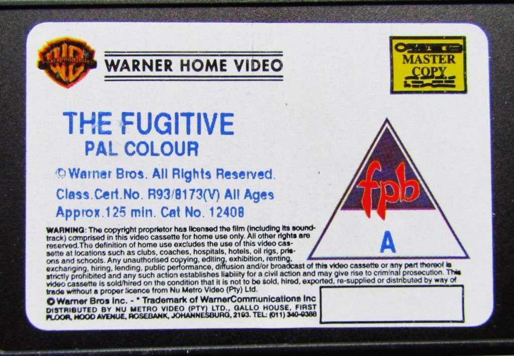 The Fugitive - Harrison Ford - Movie VHS Tape (1993)