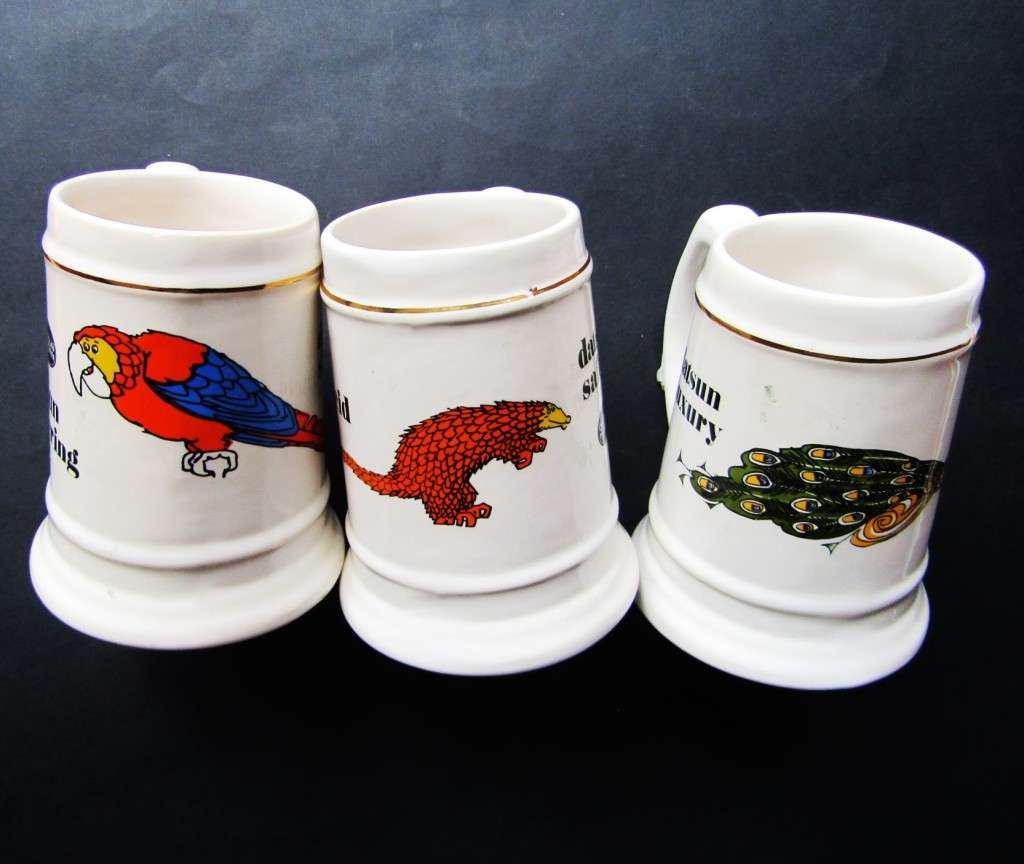 3 Old Datsun Nissan Beer Mugs