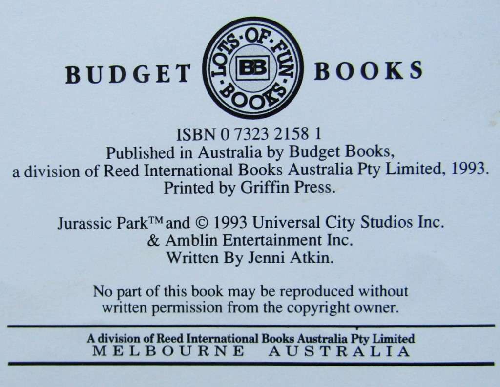 The Official Jurassic Park Annual from 1993