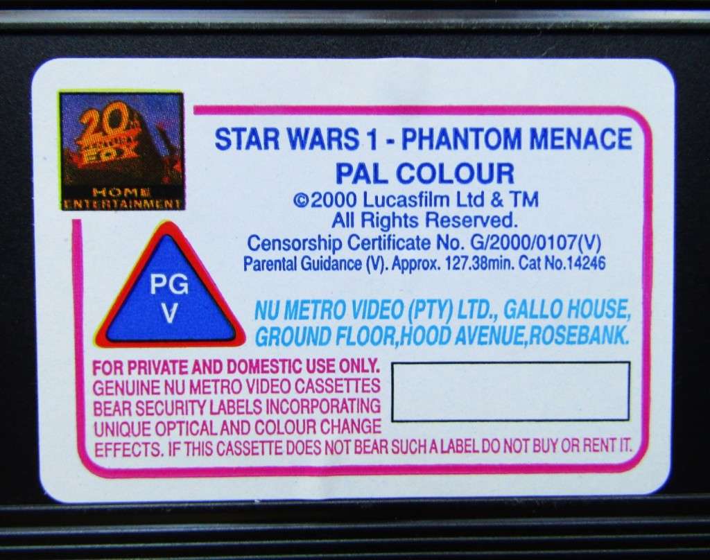 Star Wars 1 - The Phantom Menace - Movie VHS Tape (2000)