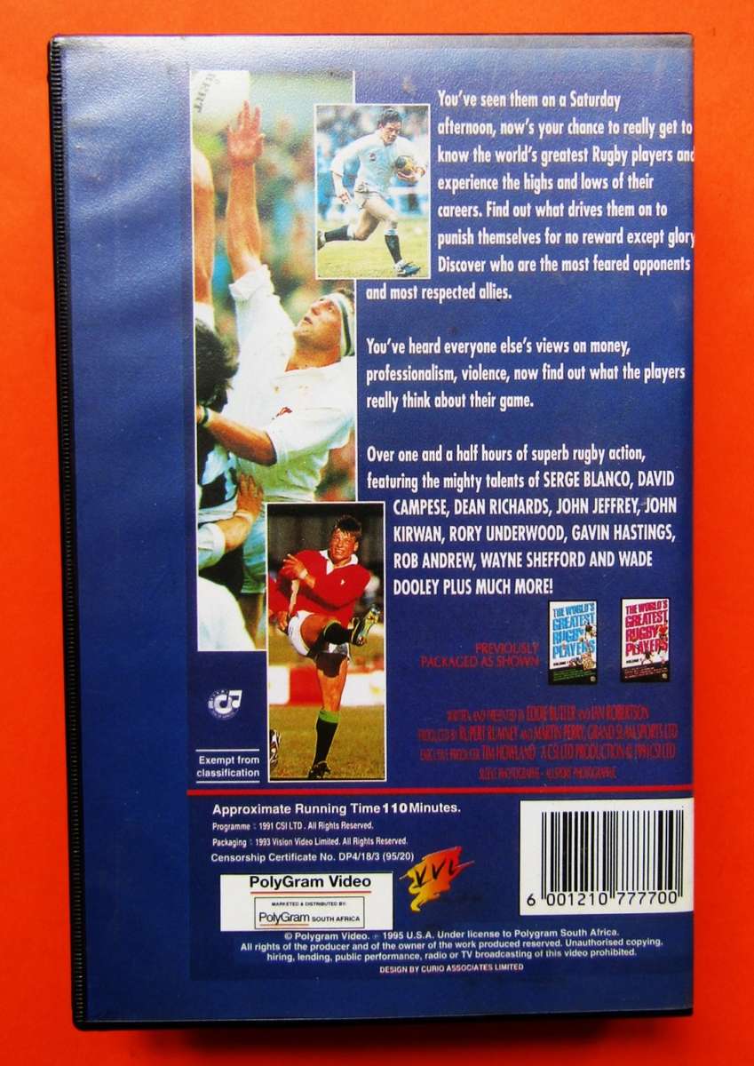 The World`s Greatest Rugby Players - VHS Video Tape (1995)