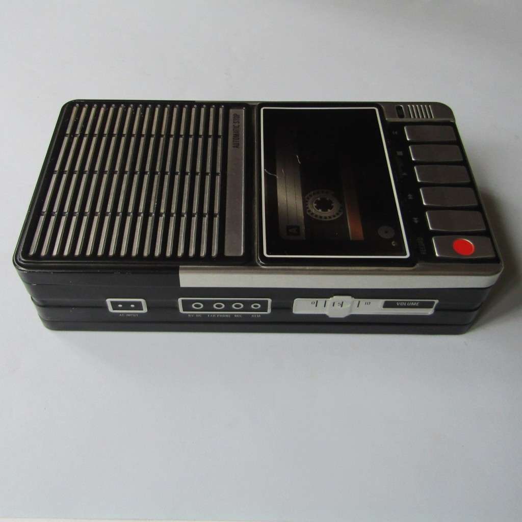 Old Cassette Tape Player Shaped Metal Tin
