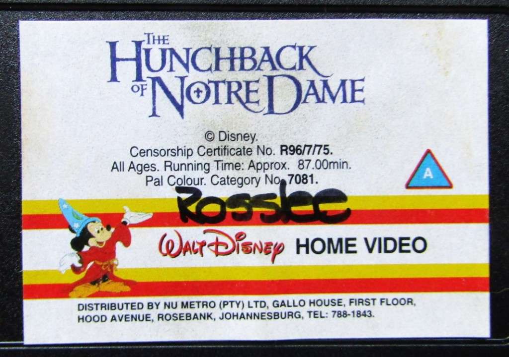The Hunchback of Notre Dame - Walt Disney VHS Tape (1996)