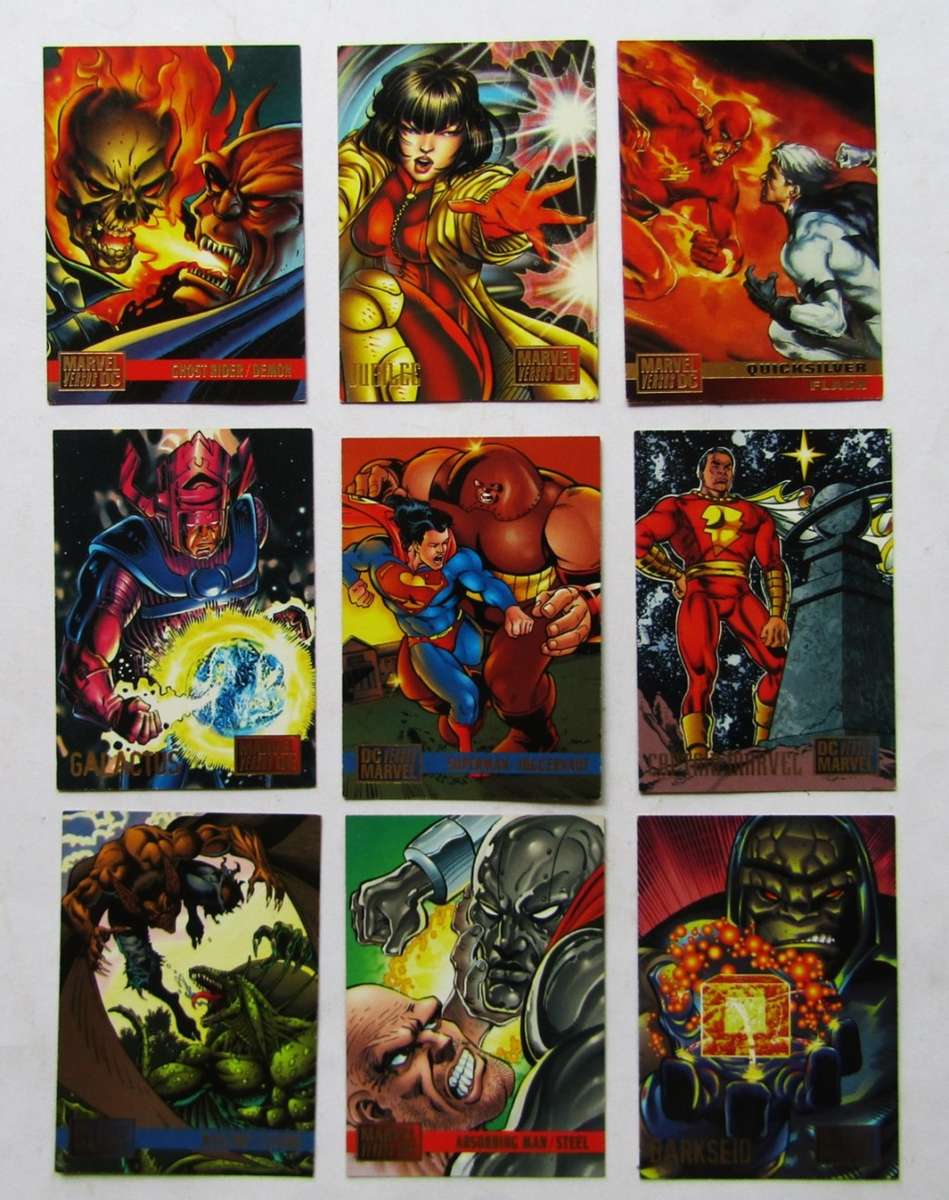 Lot of 9 Marvel vs DC Comics Trading Cards from 1995