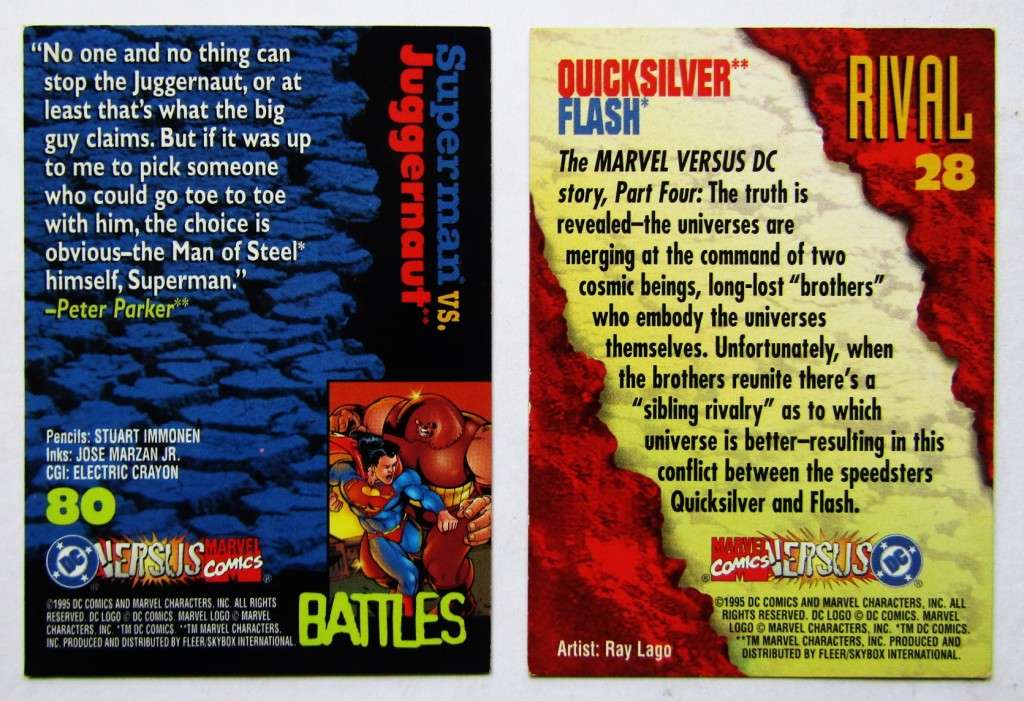 Lot of 9 Marvel vs DC Comics Trading Cards from 1995