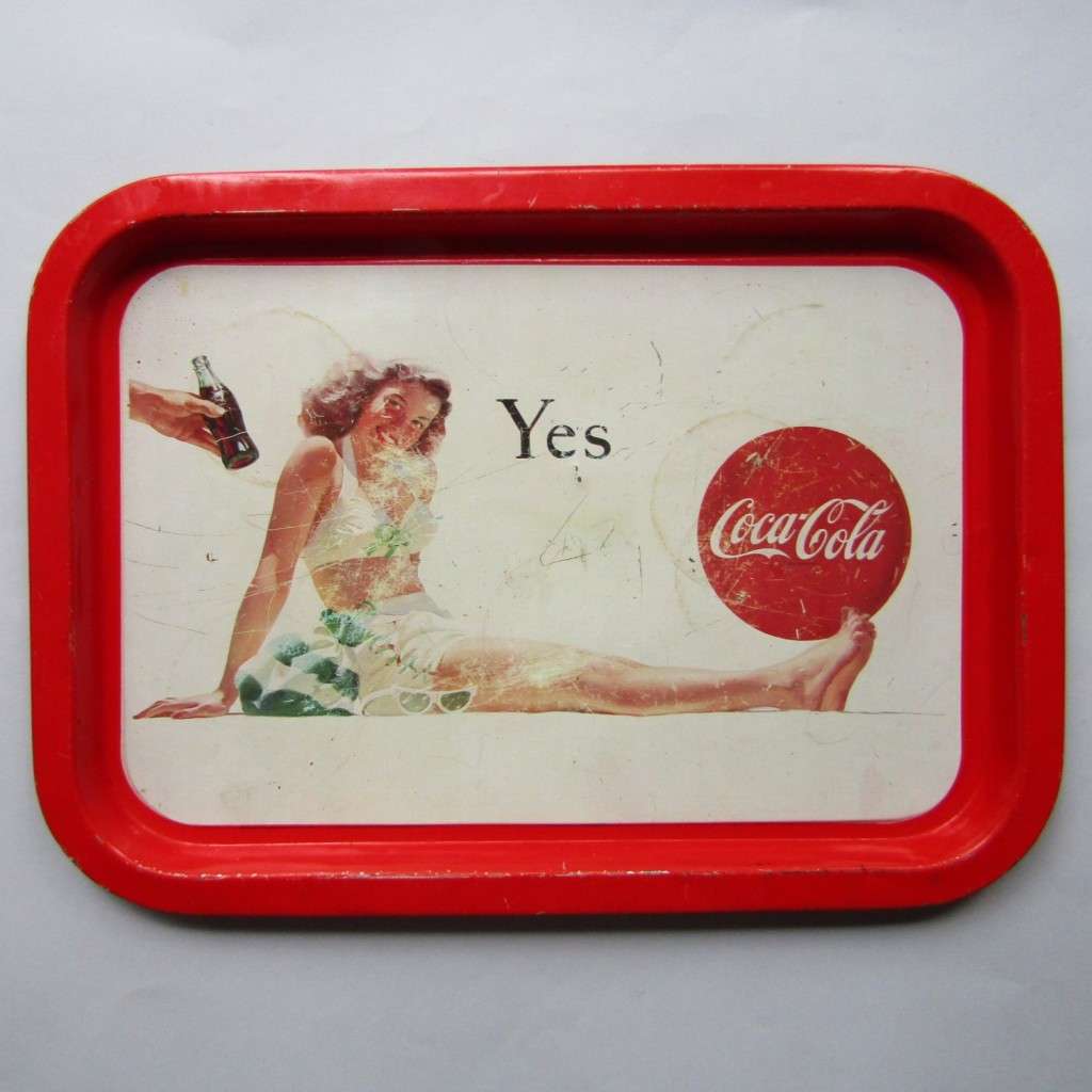 Old Yes Coca Cola Metal Bar Tray