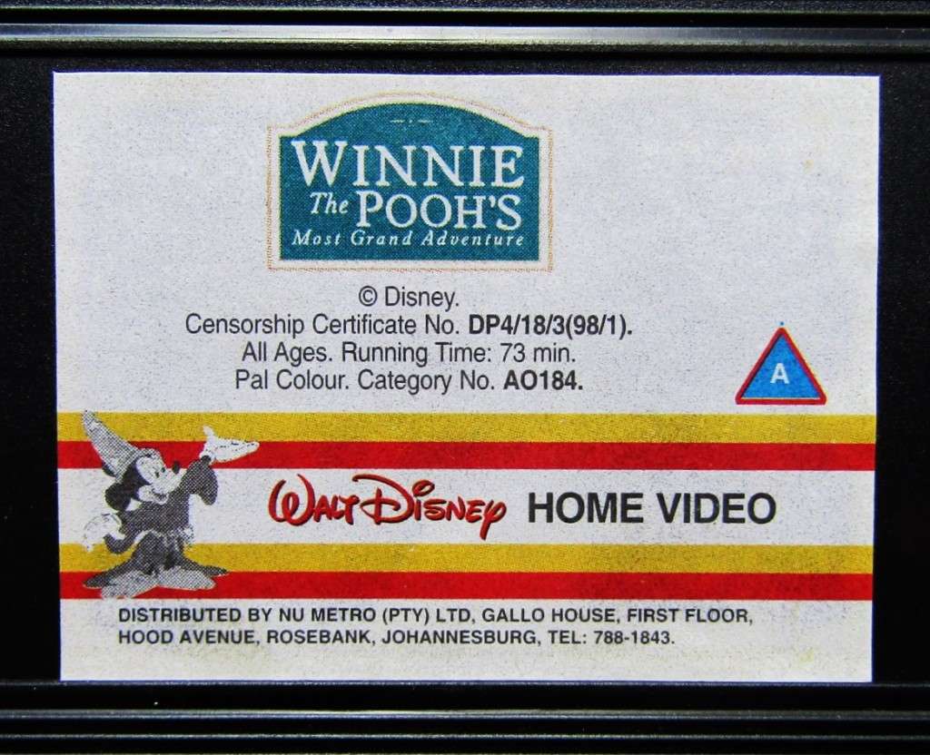 Winnie the Pooh`s Most Grand Adventure - Walt Disney VHS Tape (1998)