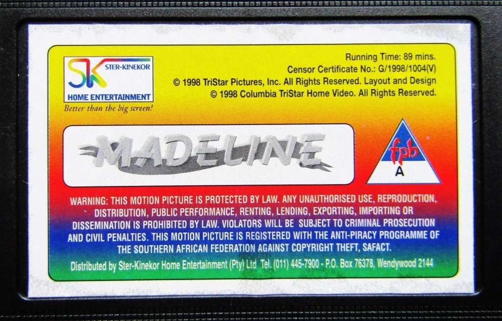 Madeline - Frances McDormand - Movie VHS Tape (1998)