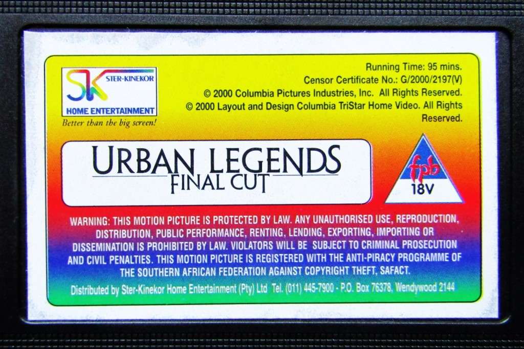 Urban Legends - Final Cut - Horror Movie VHS Tape (2000)