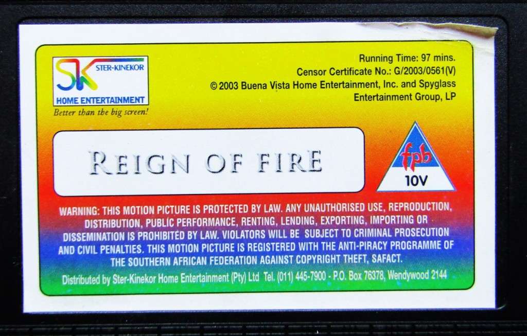 Reign of Fire - Matthew McConaughey - Movie VHS Tape (2003)