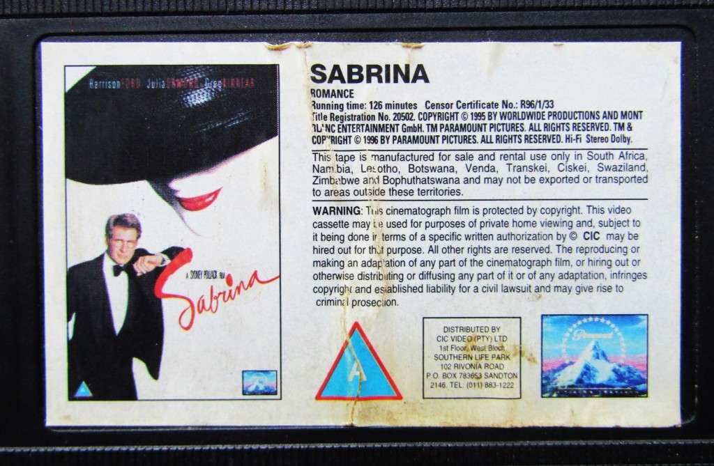 Sabrina - Harrison Ford - Movie VHS Tape (1996)