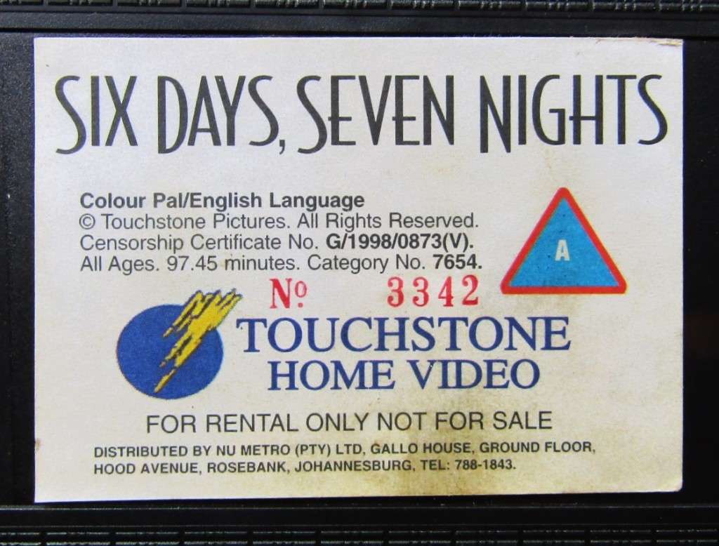 Six Days, Seven Nights - Harrison Ford - Movie VHS Tape (1998)