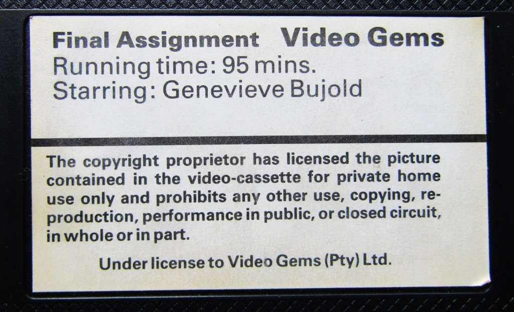 Final Assignment - Geneviève Bujold - Movie VHS Tape (1980)